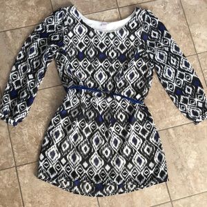 Royal blue black and white Dress with belt